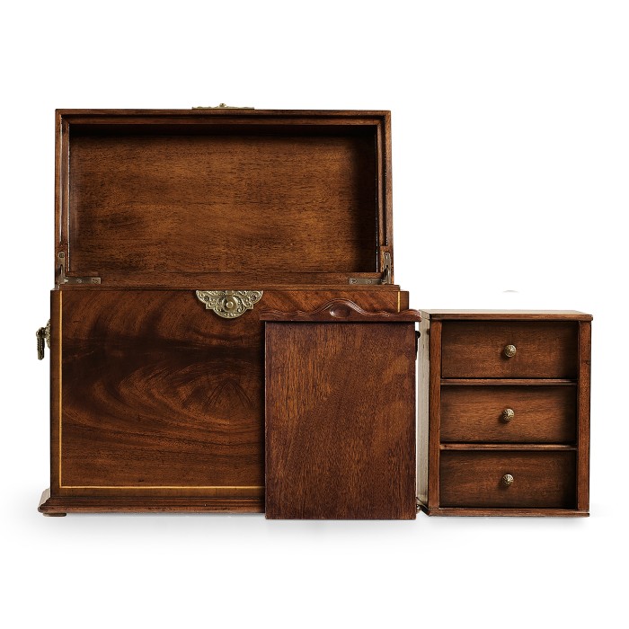Tall Square Crotch Mahogany Jewellery Box