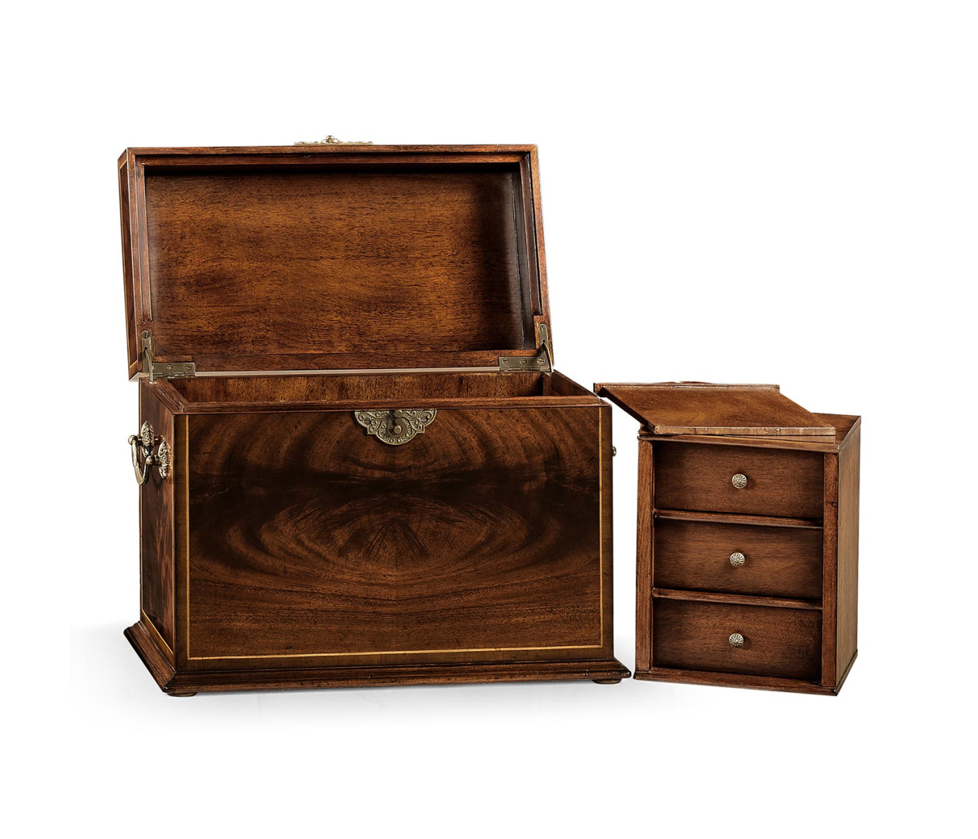 Tall Square Crotch Mahogany Jewellery Box