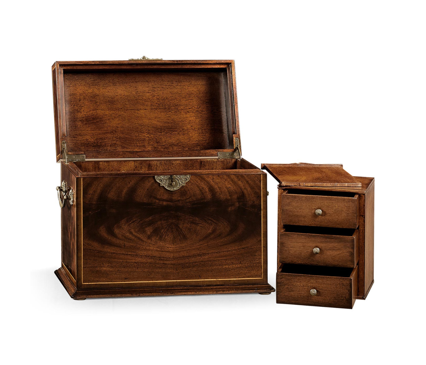 Tall Square Crotch Mahogany Jewellery Box
