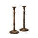 Pair of Tall Fluted Walnut Candlesticks
