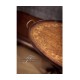 Oval Burl Walnut Tray on Stand with Floral Inlay