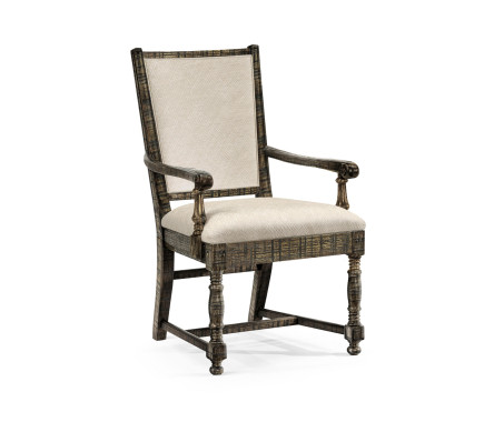 Distressed Country Dark Driftwood Arm Chair