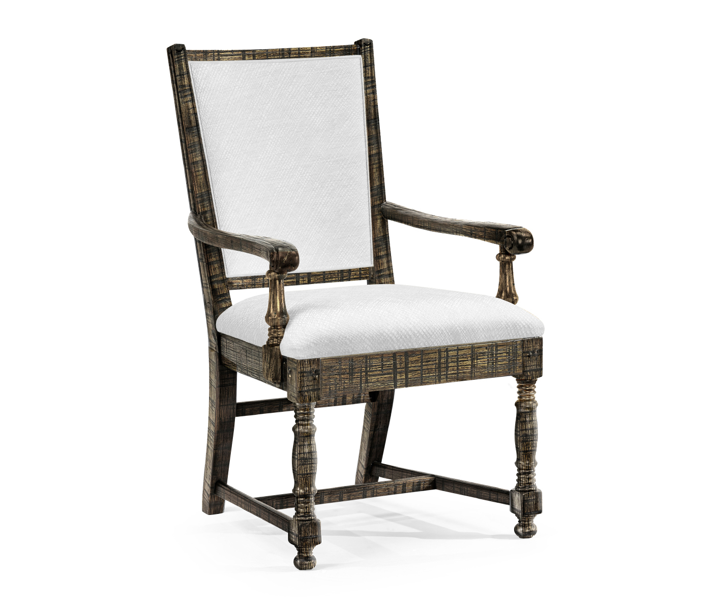 Distressed Country Dark Driftwood Arm Chair