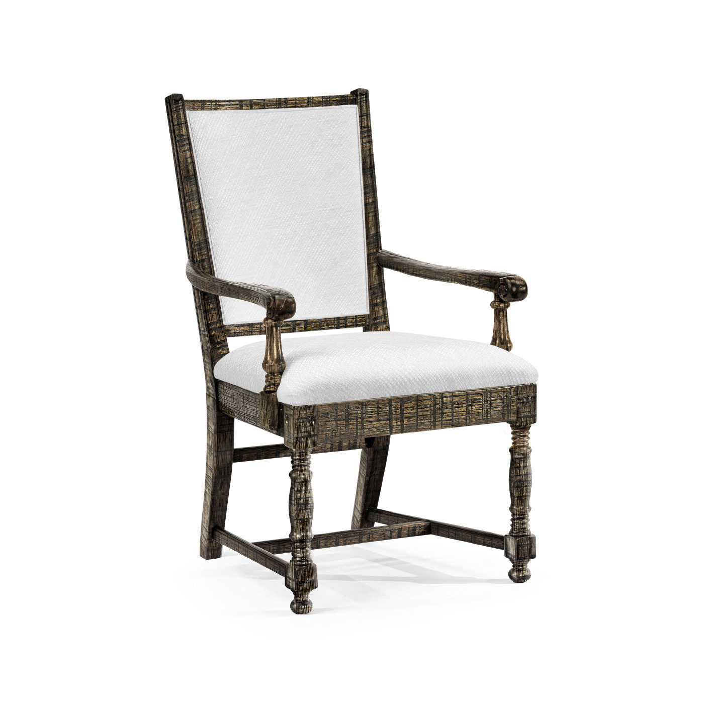 Distressed Country Dark Driftwood Arm Chair