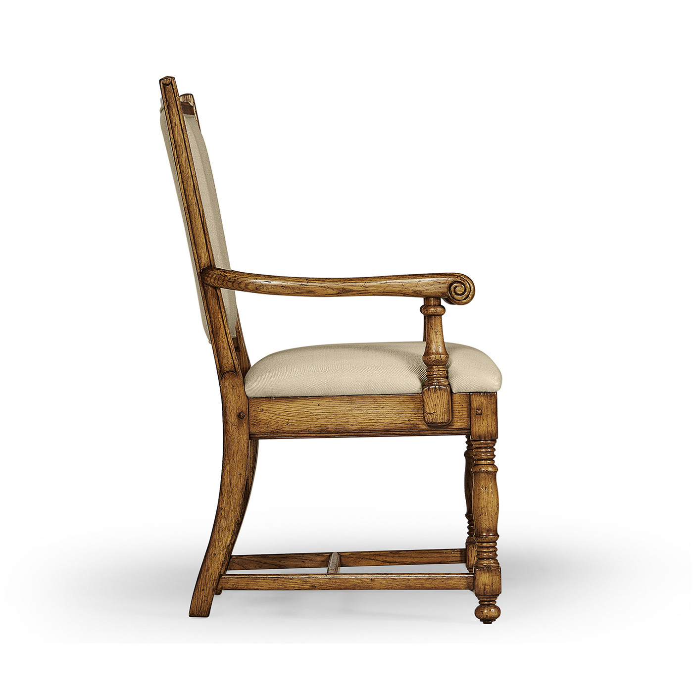 Distressed Light Brown Chestnut Country Arm Chair