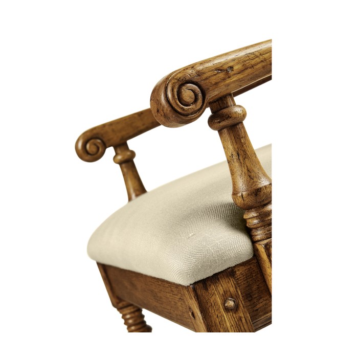 Distressed Light Brown Chestnut Country Arm Chair