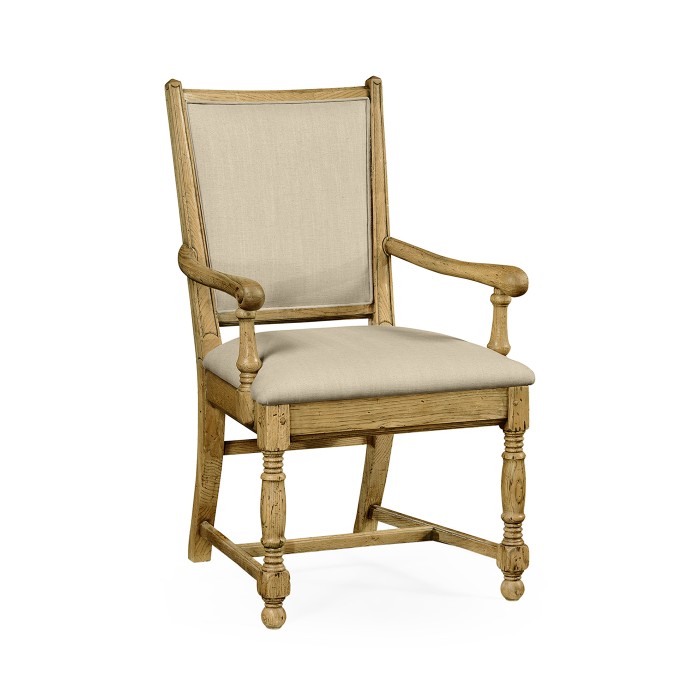 Distressed Natural Oak Country Arm Chair