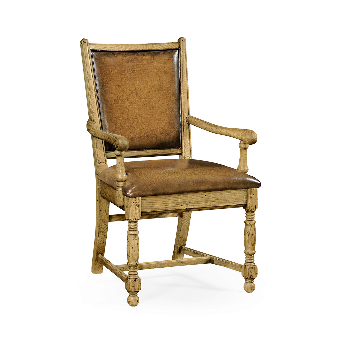 Distressed Natural Oak Country Arm Chair