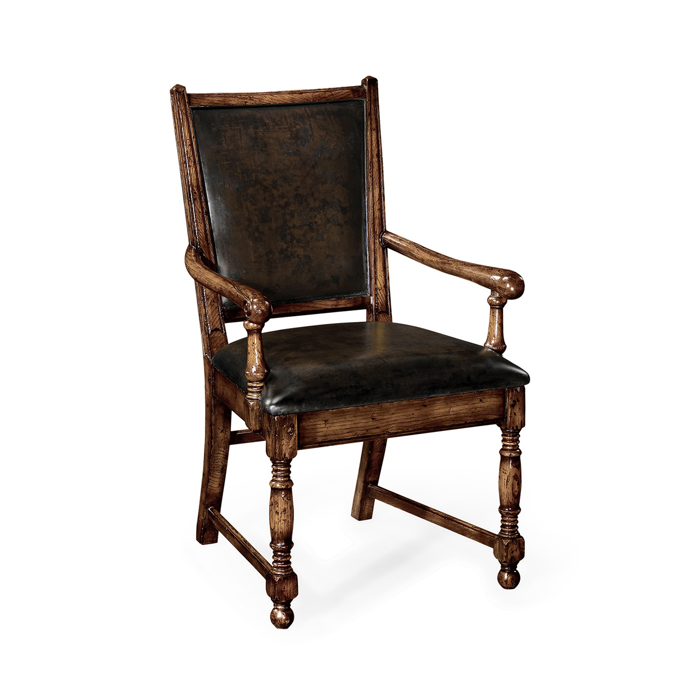 Distressed Dark Oak Country Arm Chair