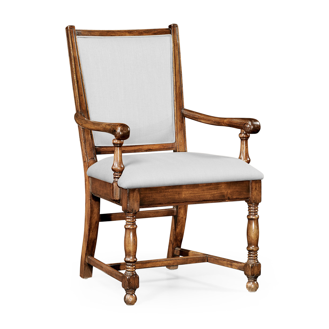 Distressed Medium Walnut Country Arm Chair