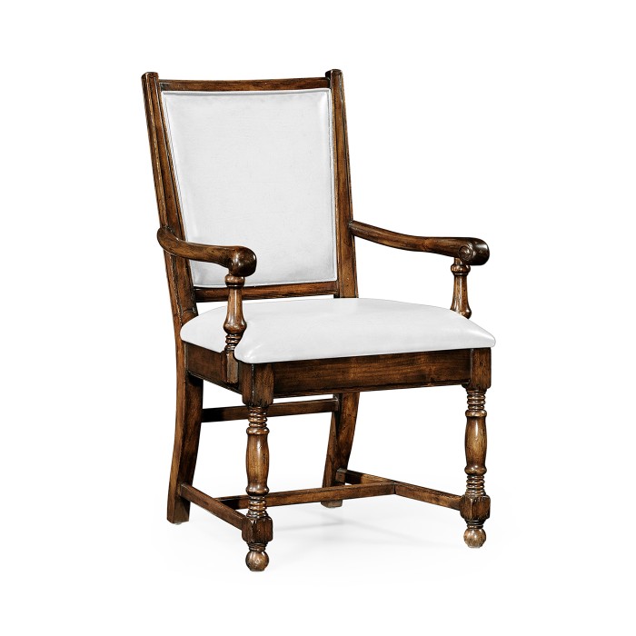 Distressed Medium Walnut Country Arm Chair
