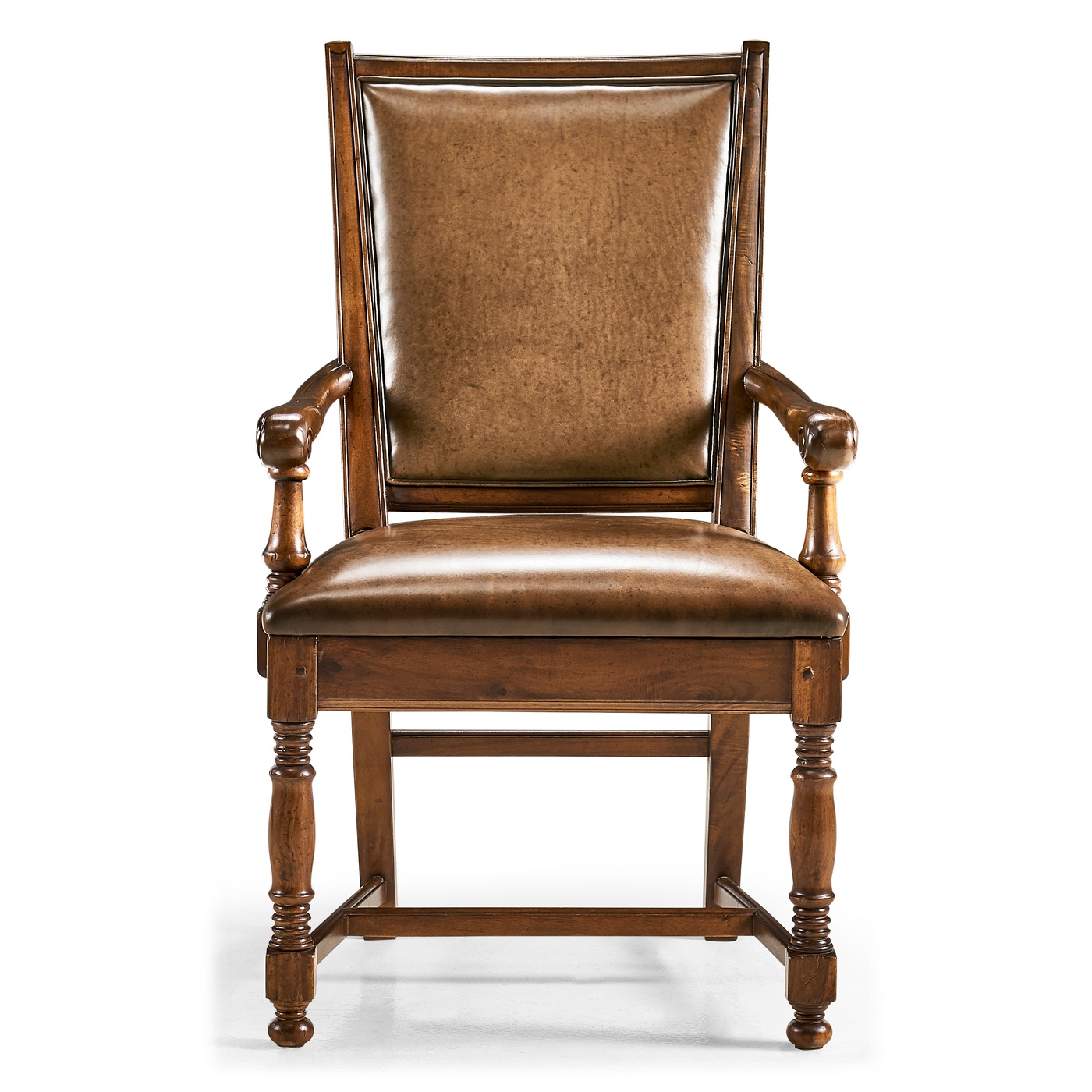 Distressed Medium Walnut Country Arm Chair