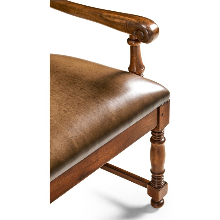 Distressed Medium Walnut Country Arm Chair