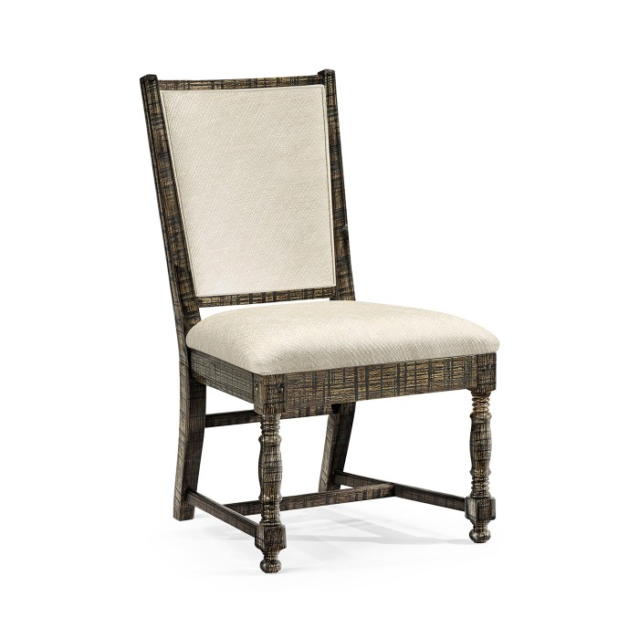 Distressed Country Dark Driftwood Side Chair