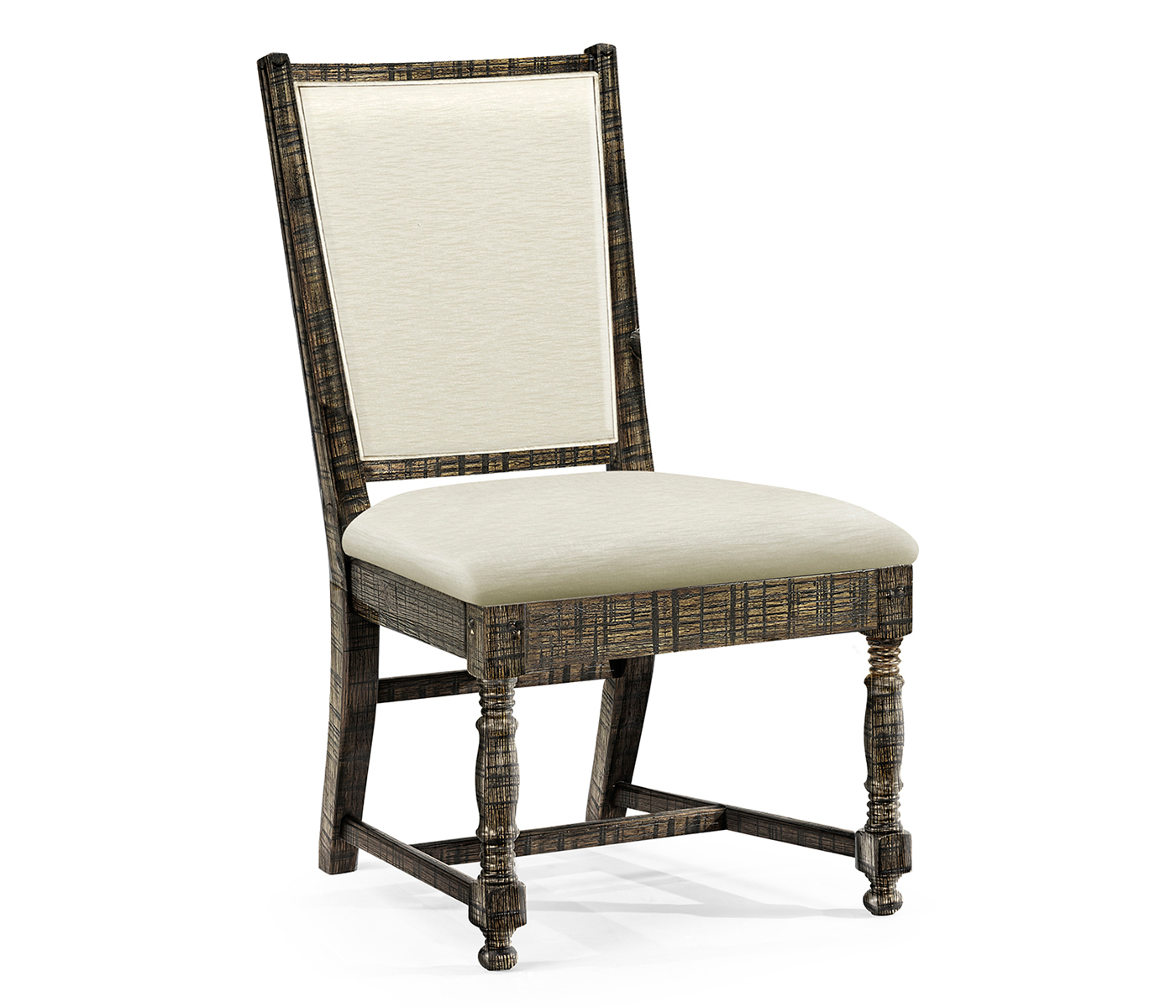 Distressed Country Dark Driftwood Side Chair