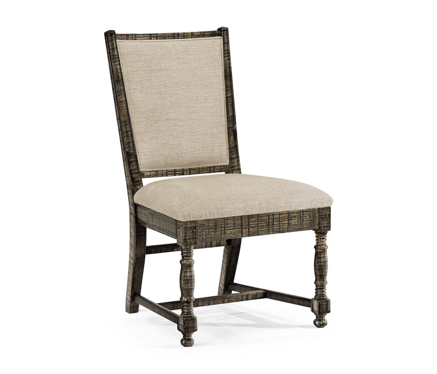 Distressed Country Dark Driftwood Side Chair