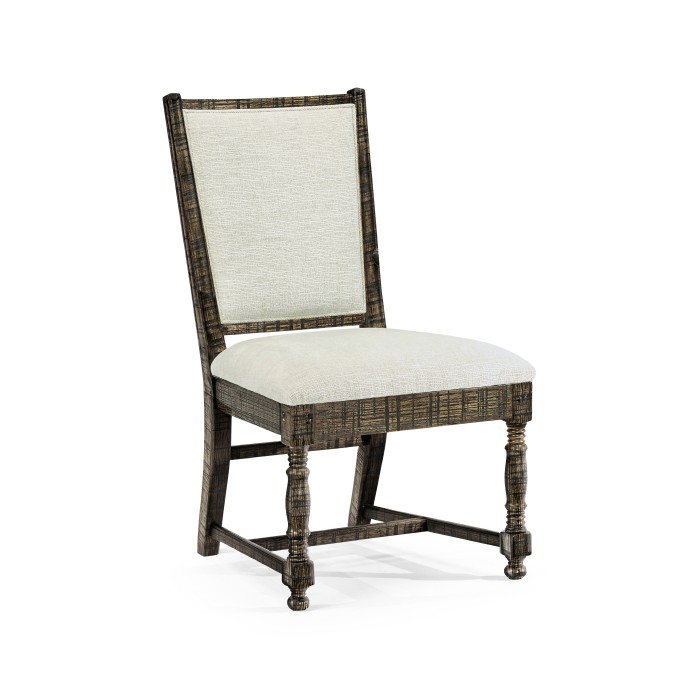 Distressed Country Dark Driftwood Side Chair