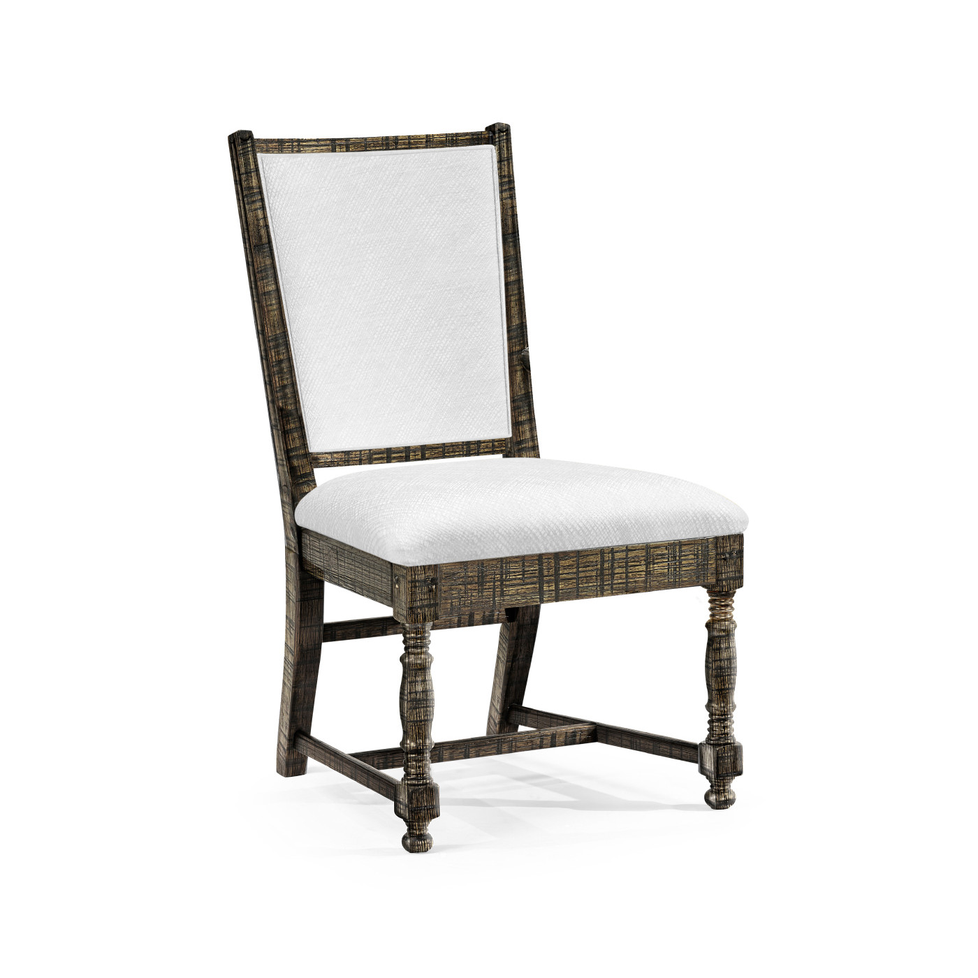 Distressed Country Dark Driftwood Side Chair