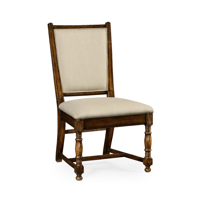 Distressed Medium Walnut Country Side Chair