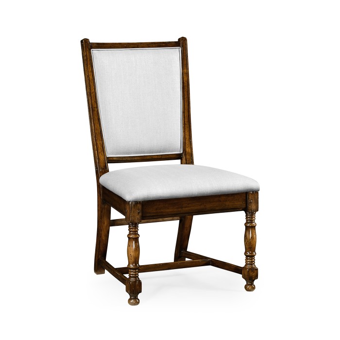 Distressed Medium Walnut Country Side Chair