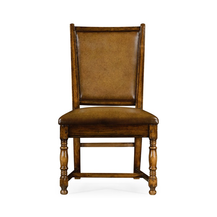 Distressed Medium Walnut Country Side Chair