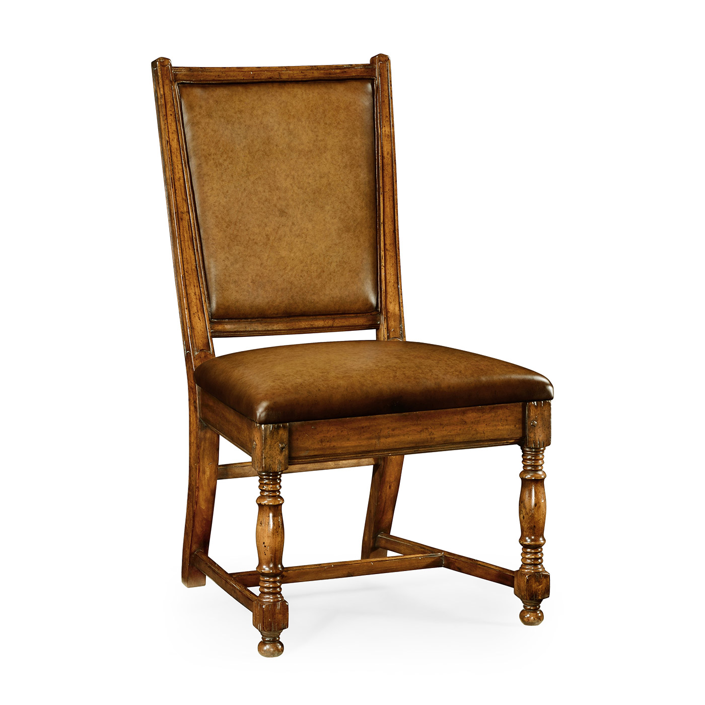 Distressed Medium Walnut Country Side Chair