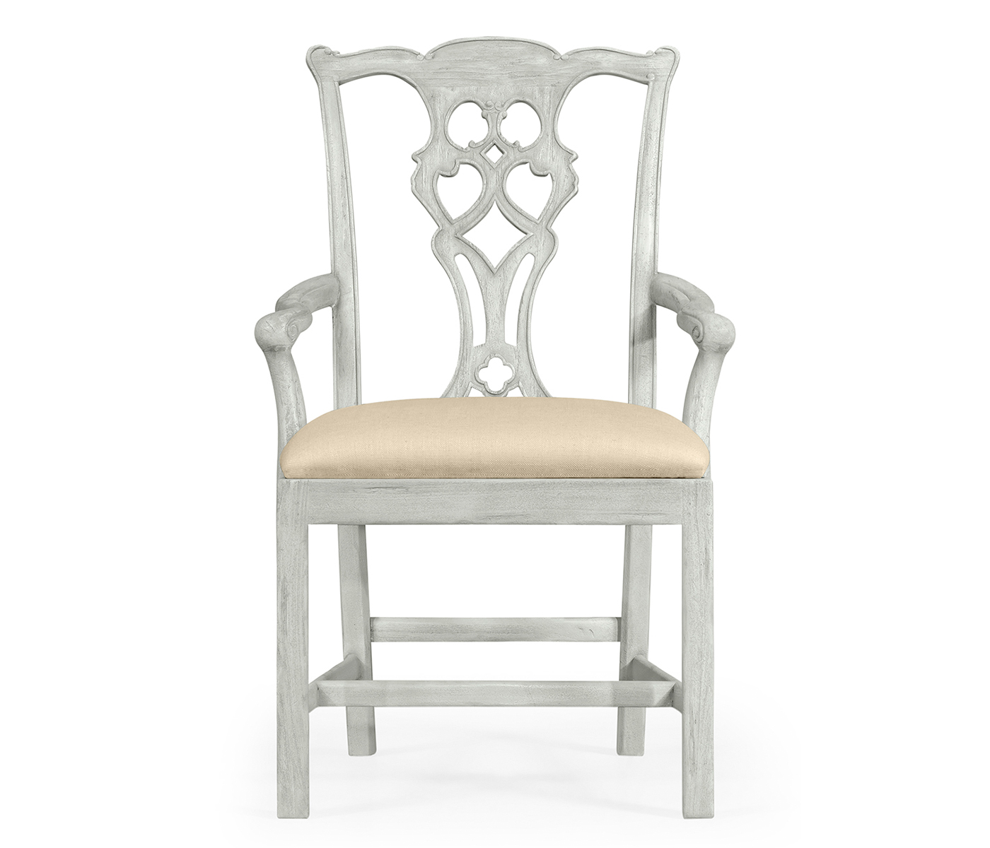 Casual Chippendale Grey Mahogany Arm Chair