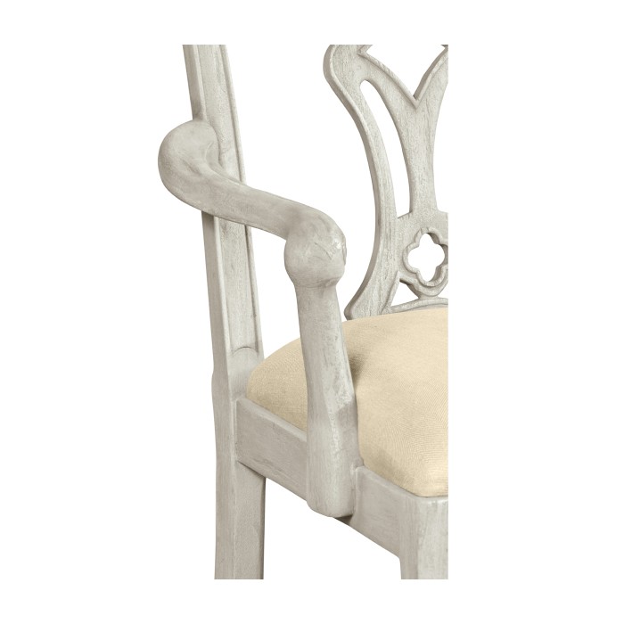 Casual Chippendale Grey Mahogany Arm Chair