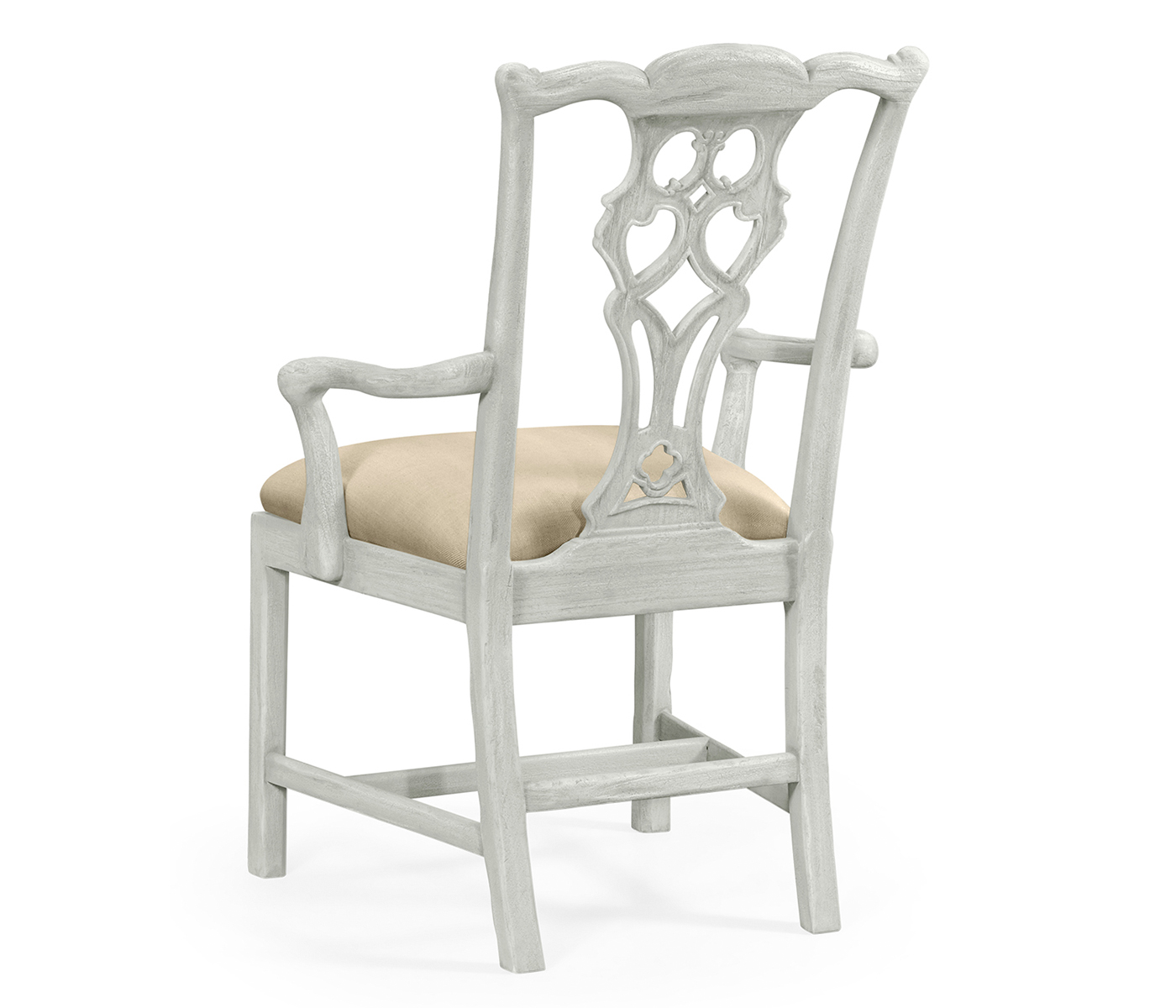 Casual Chippendale Grey Mahogany Arm Chair