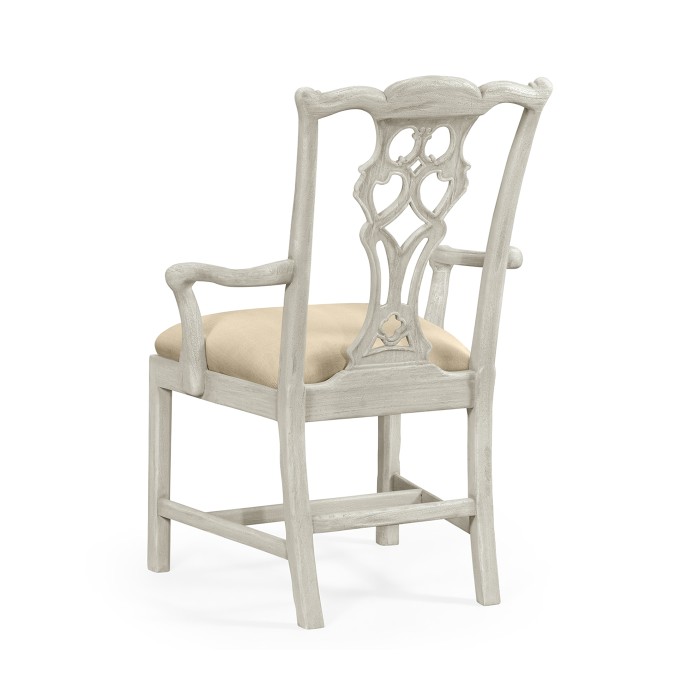 Casual Chippendale Grey Mahogany Arm Chair
