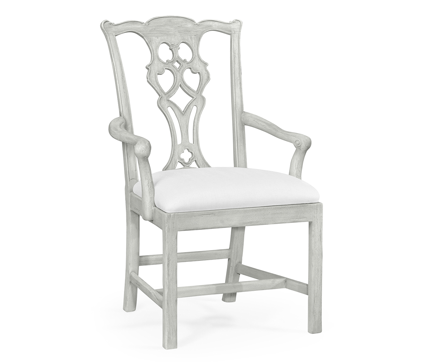 Casual Chippendale Grey Mahogany Arm Chair