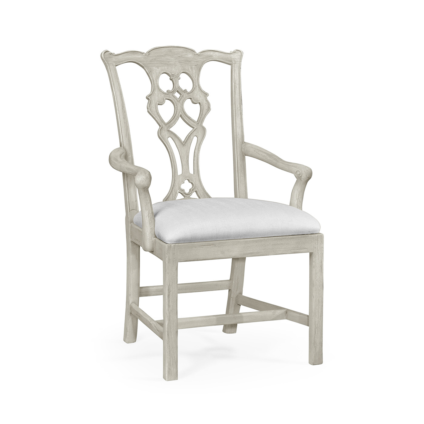 Casual Chippendale Grey Mahogany Arm Chair