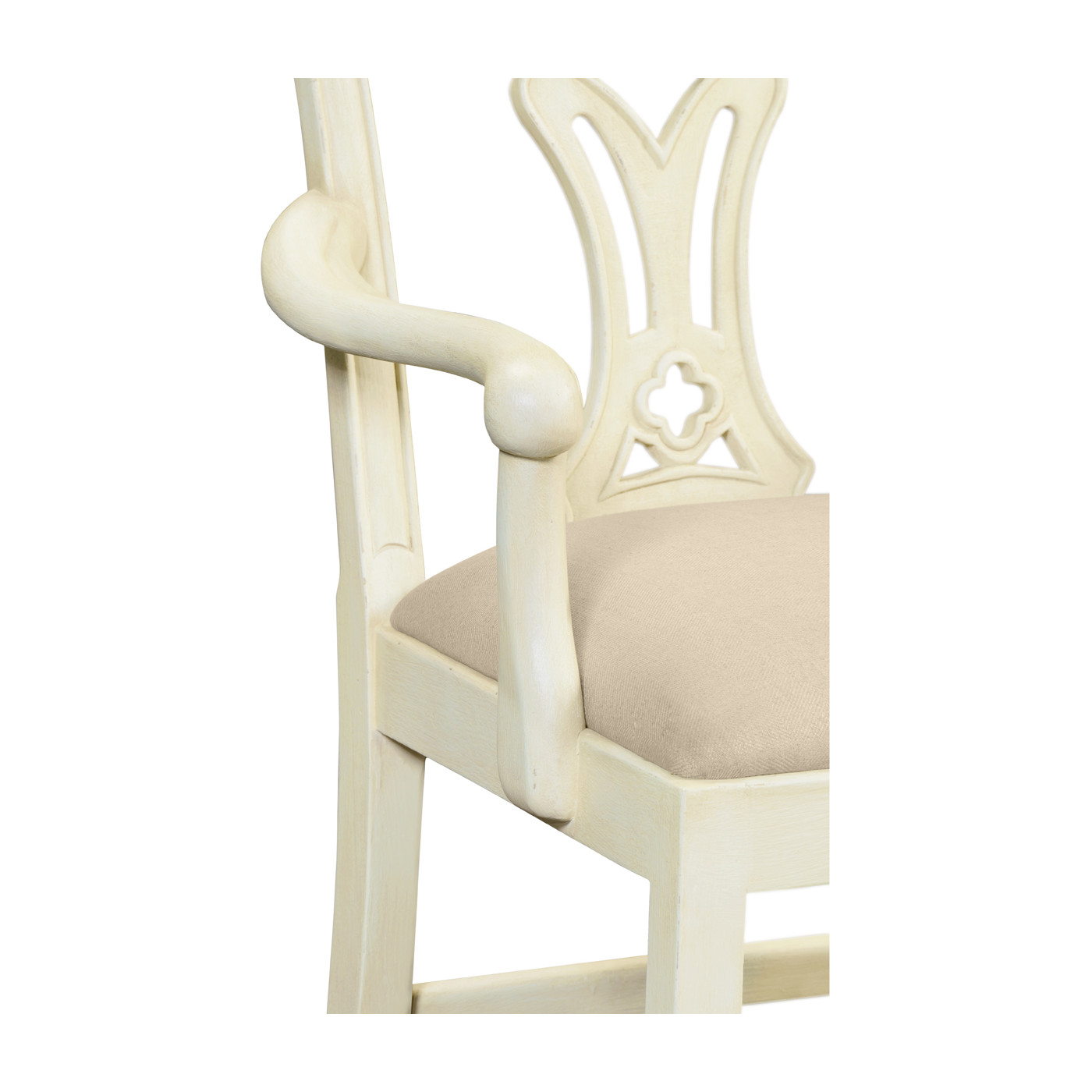 Windsor Chippendale Grey Linen Arm Chair