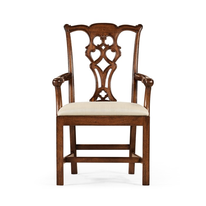 Buckingham Chippendale Antique Mahogany Arm Chair