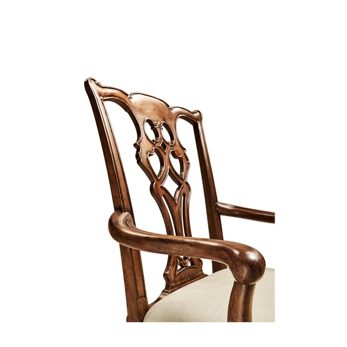 Buckingham Chippendale Antique Mahogany Arm Chair