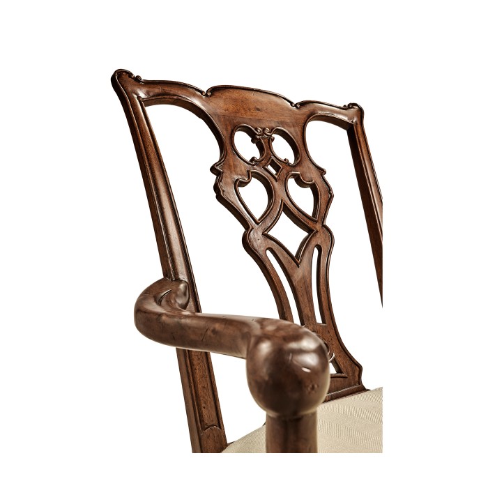 Buckingham Chippendale Antique Mahogany Arm Chair