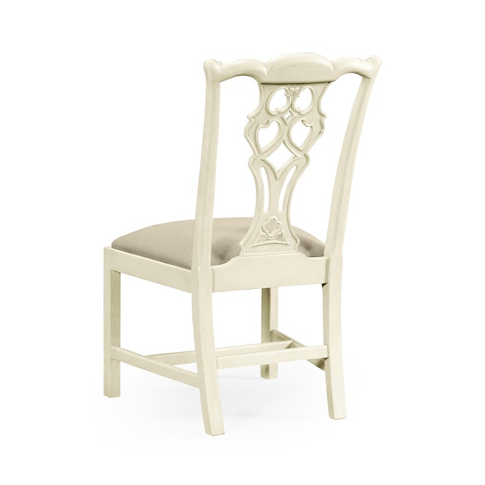 Windsor Chippendale Grey Linen Side Chair