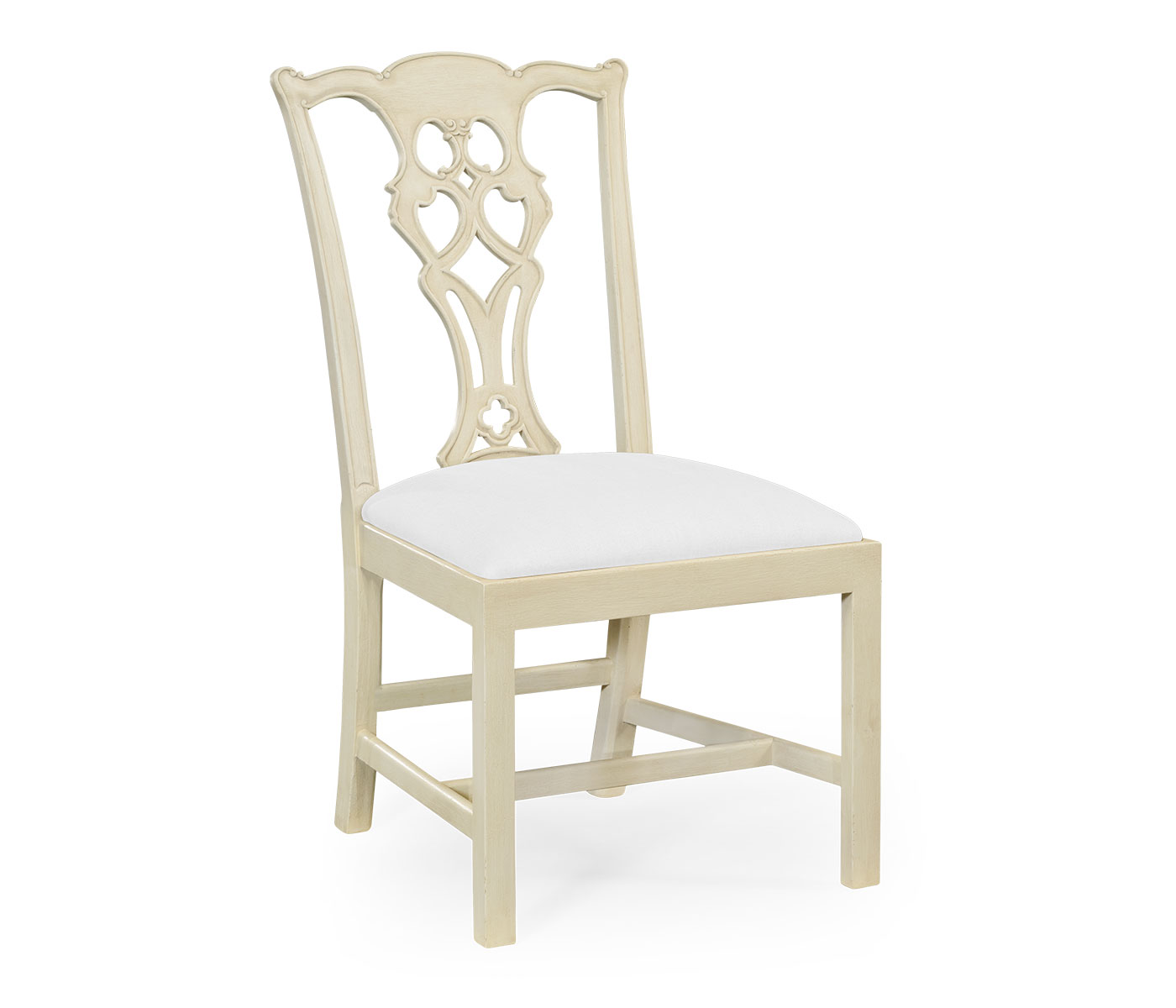 Windsor Chippendale Grey Linen Side Chair