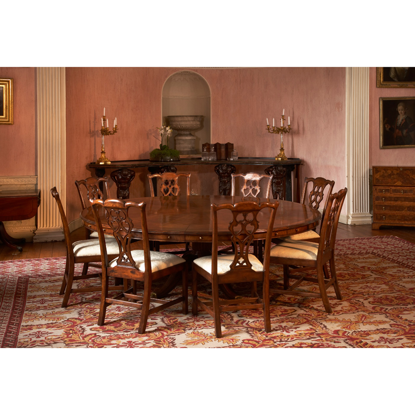 Windsor Chippendale Grey Linen Side Chair