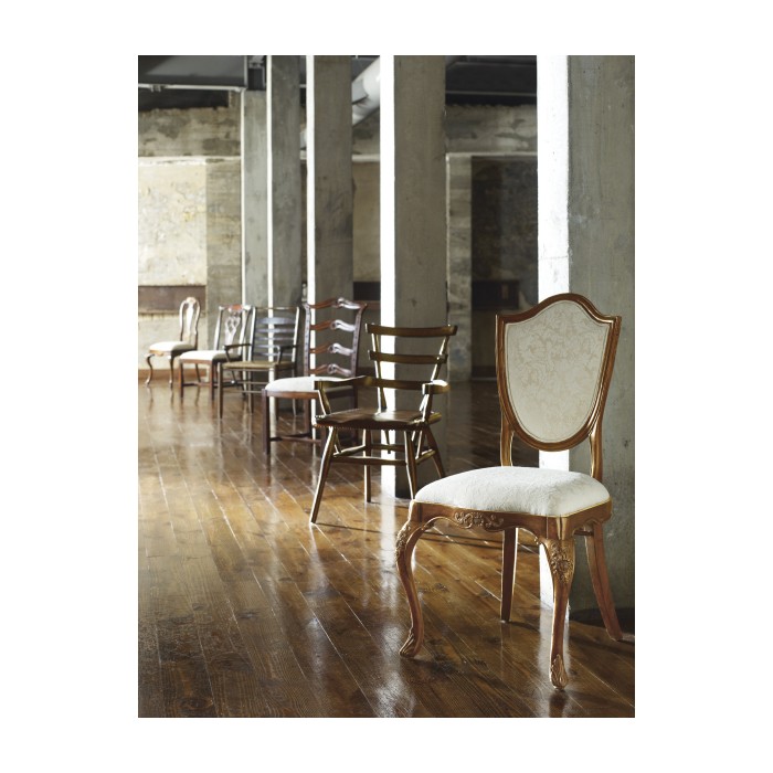 Windsor Chippendale Grey Linen Side Chair