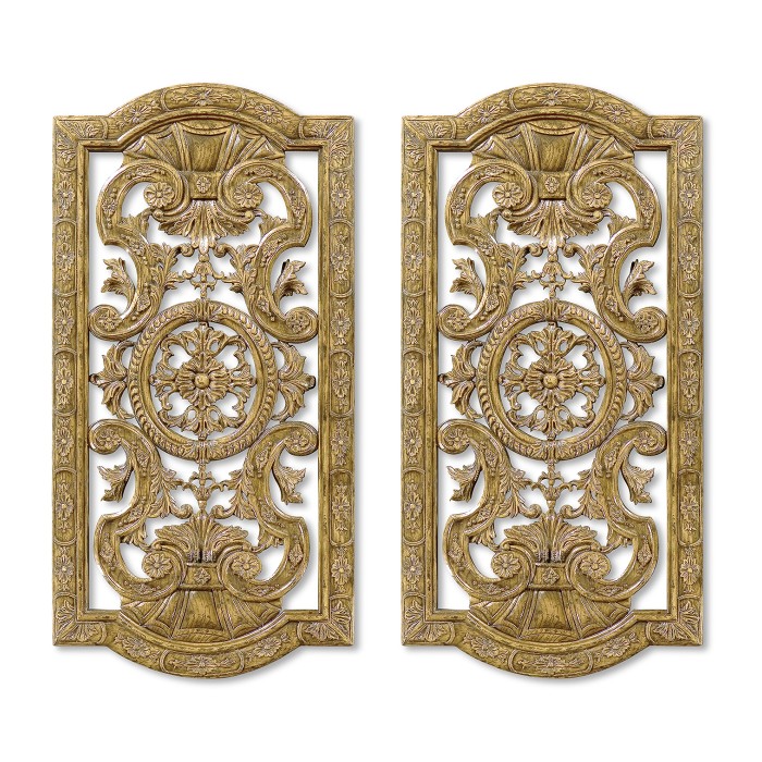 Pair Natural Oak Renaissance Style Panels