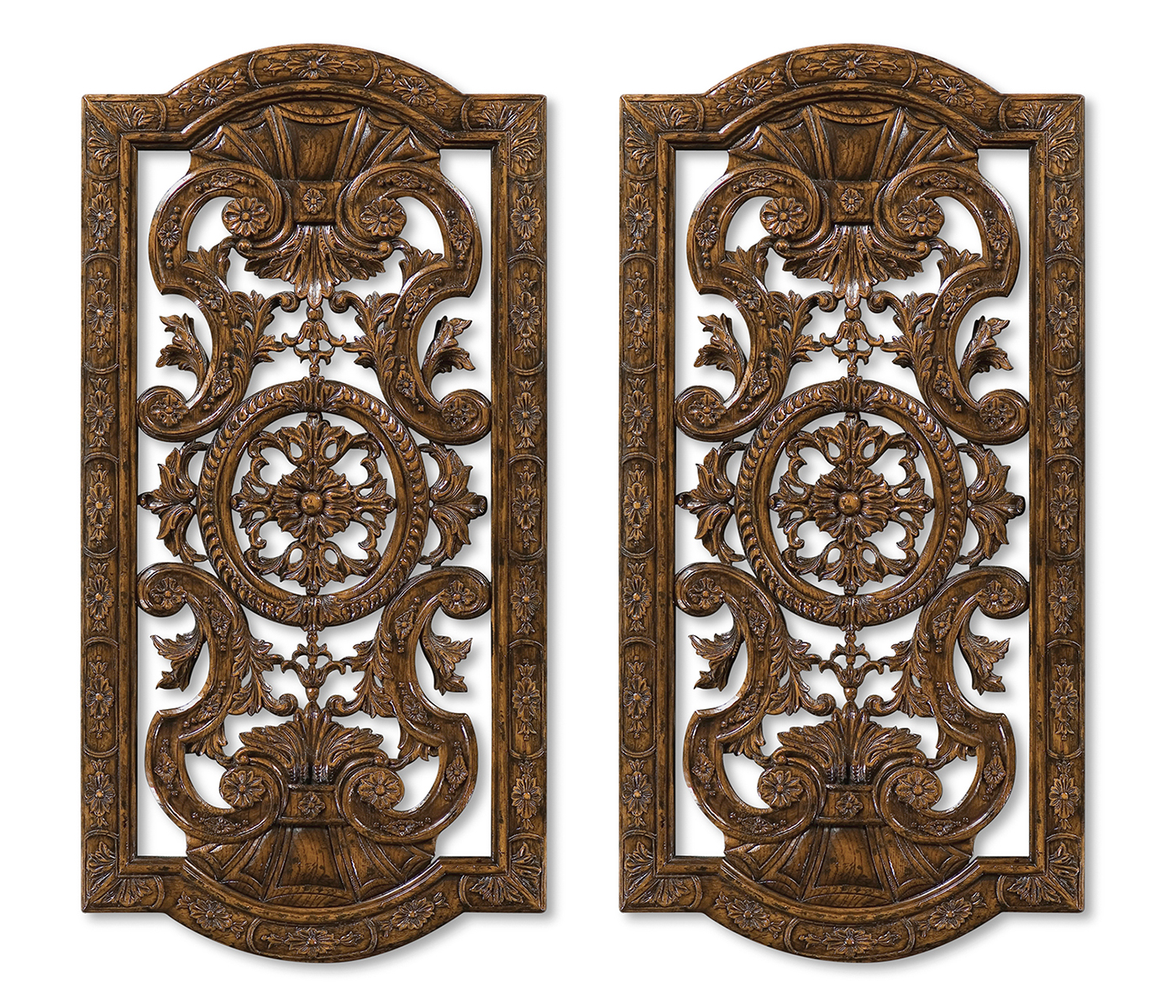Pair Dark Oak Renaissance Style Panels