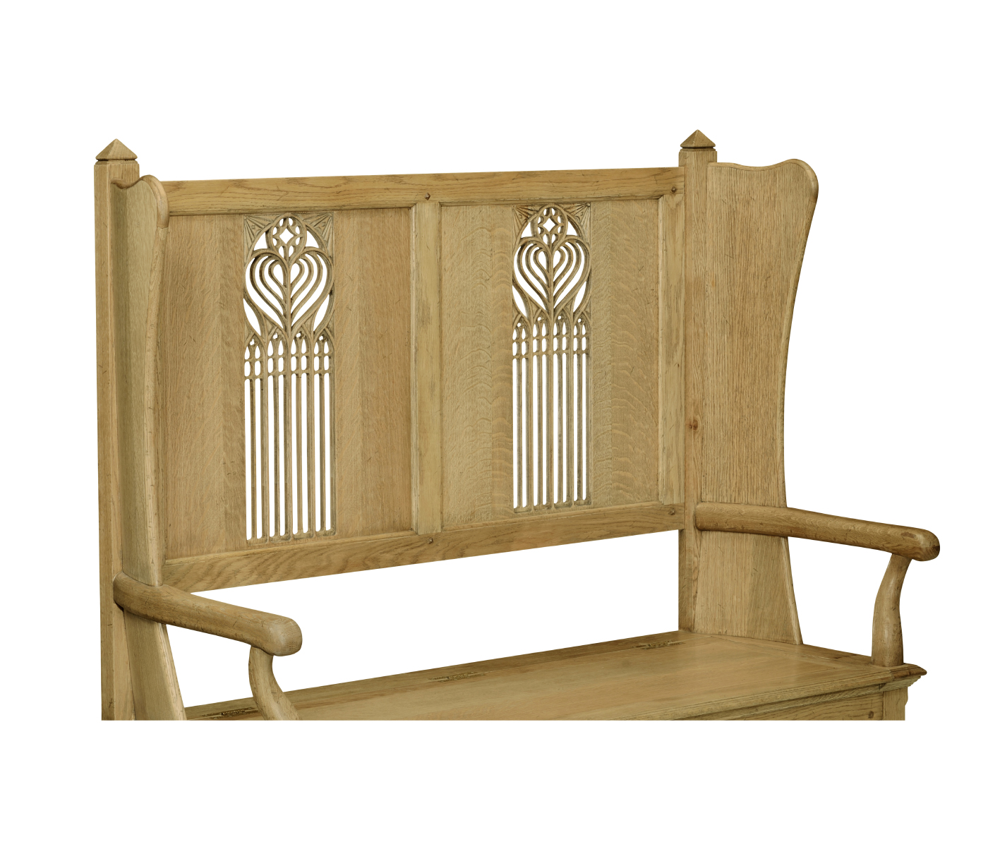 Gothic Style Natural Oak Settle with Storage