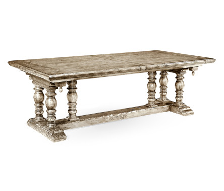 Elizabethan Style Grey Oak Extending Dining Table