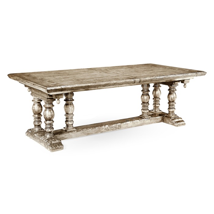 Elizabethan Style Grey Oak Extending Dining Table 91