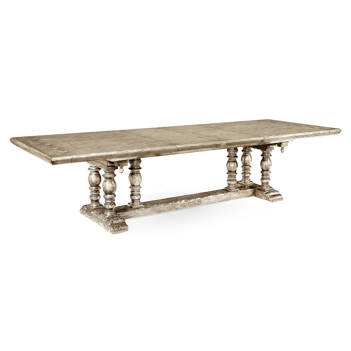 Elizabethan Style Grey Oak Extending Dining Table 91