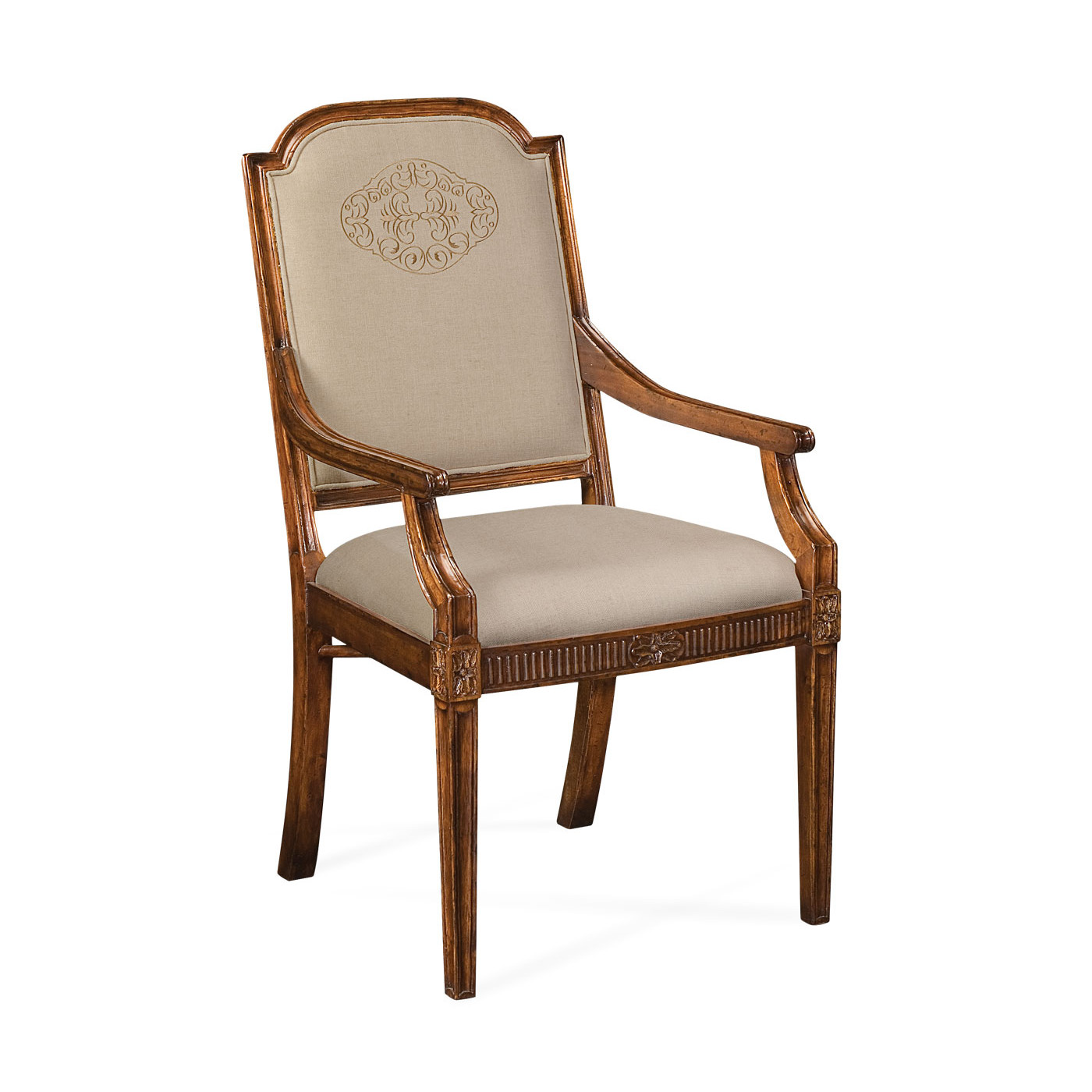 Upholstered dining chair with gold embroidery (Arm)