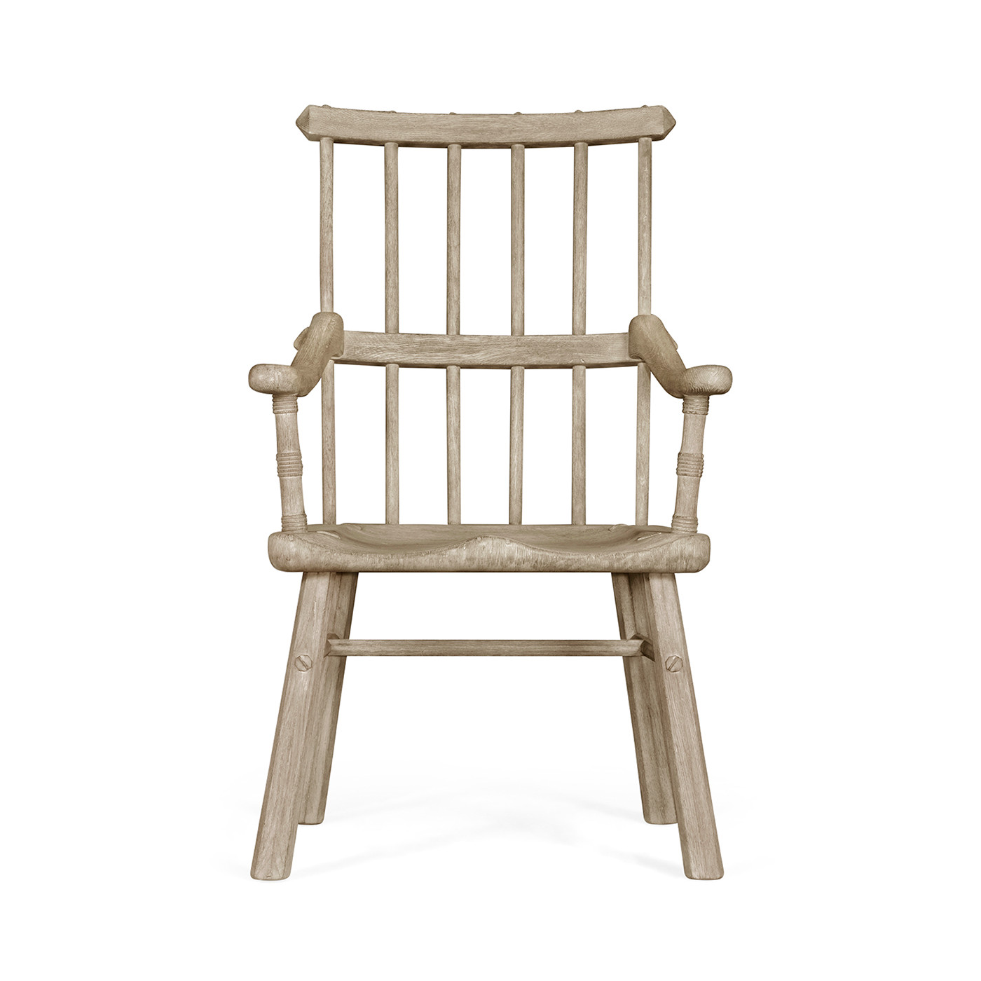 Rustic Grey Oak Country Arm Chair with A Plank Seat