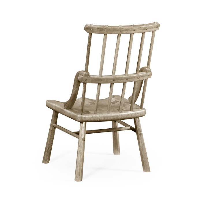 Rustic Grey Oak Country Side Chair with a Plank Seat