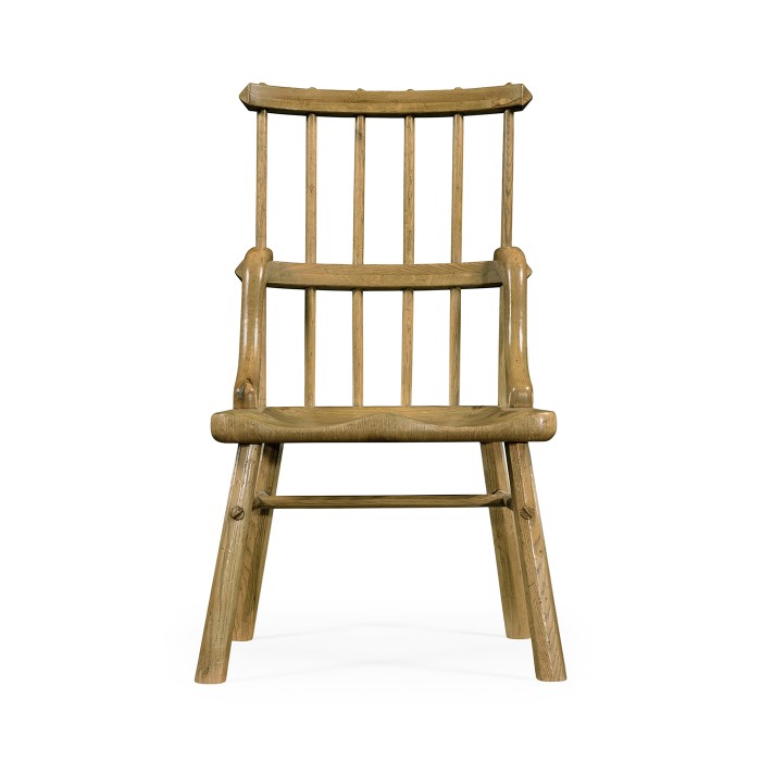 Rustic Natural Oak Country Side Chair with a Plank Seat
